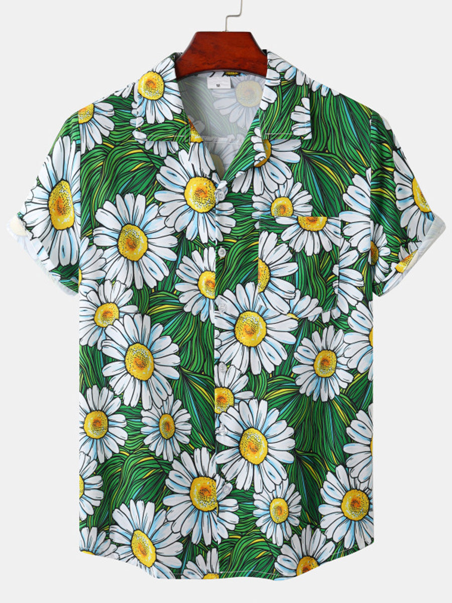 Camicia a maniche corte floreale da uomo