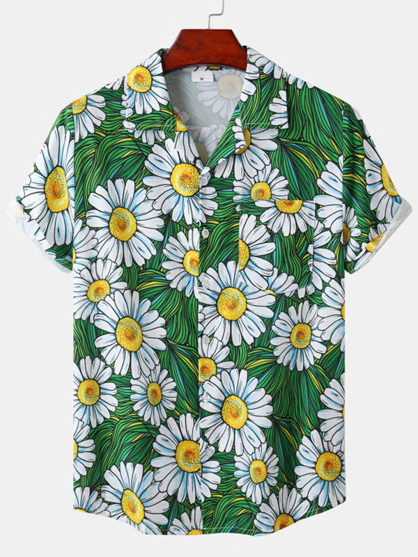 Camicia a maniche corte floreale da uomo