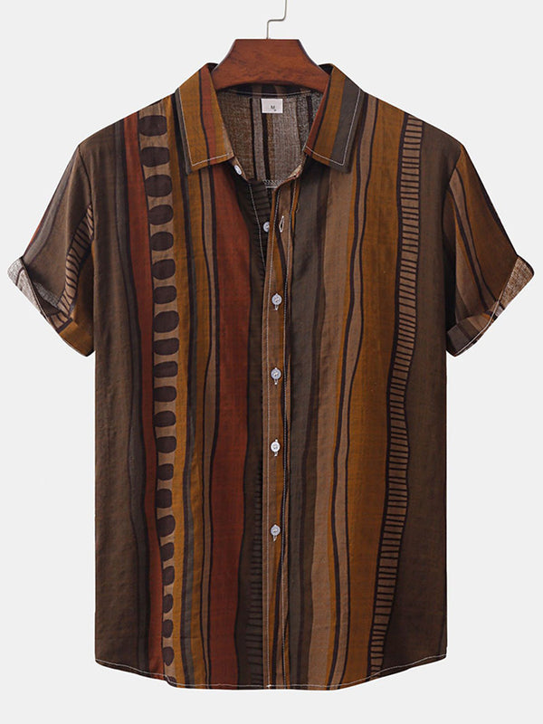 Camicia da uomo a maniche corte con stampa verticale