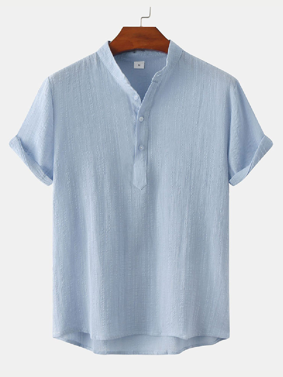 Men's  Solid casual short sleeve shirt
