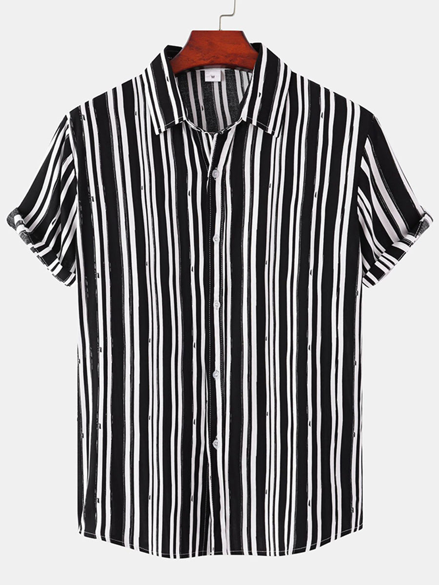 Camicia da uomo a maniche corte con stampa verticale