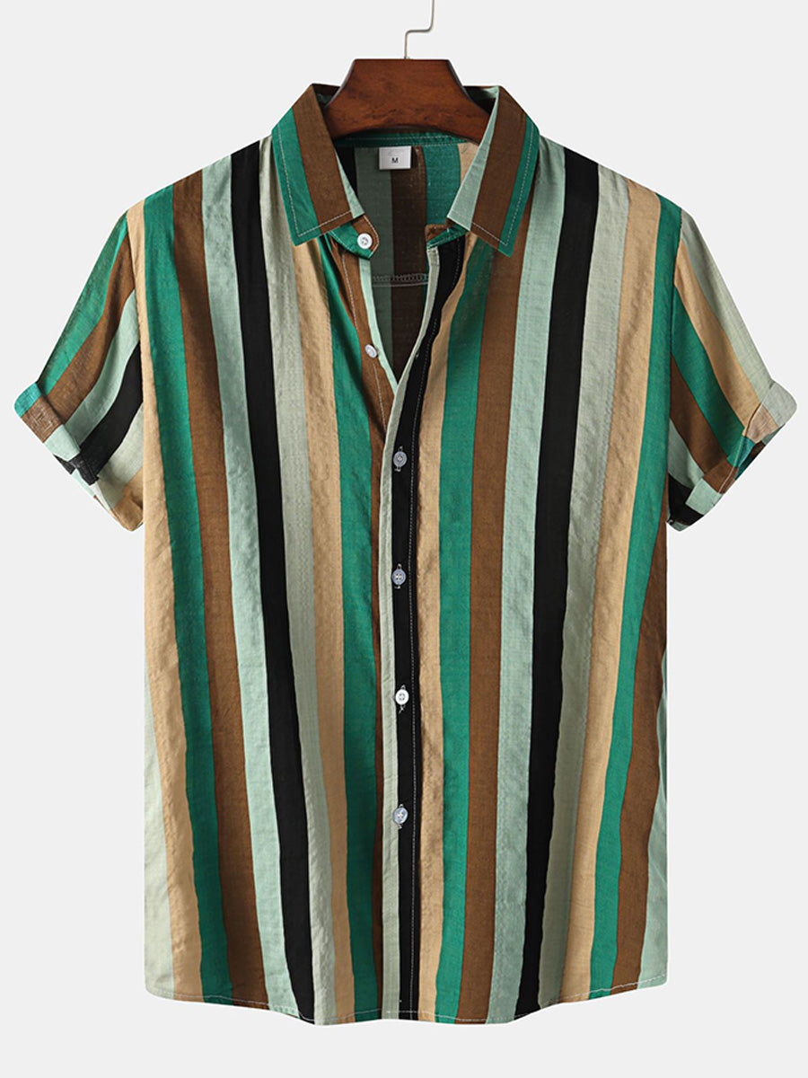 Camicia da uomo a maniche corte con stampa verticale