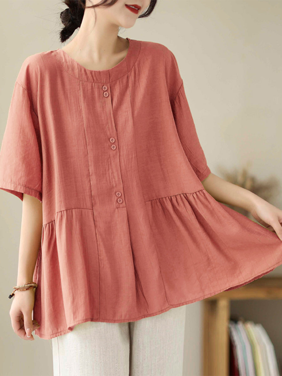 Round neck double button shirt