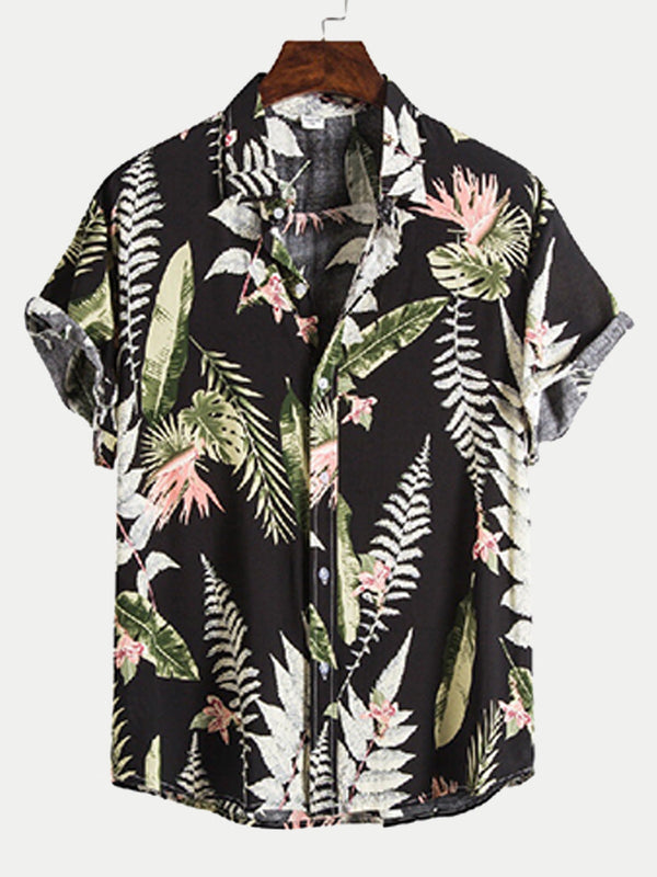 Camicia da uomo manica corta foglia