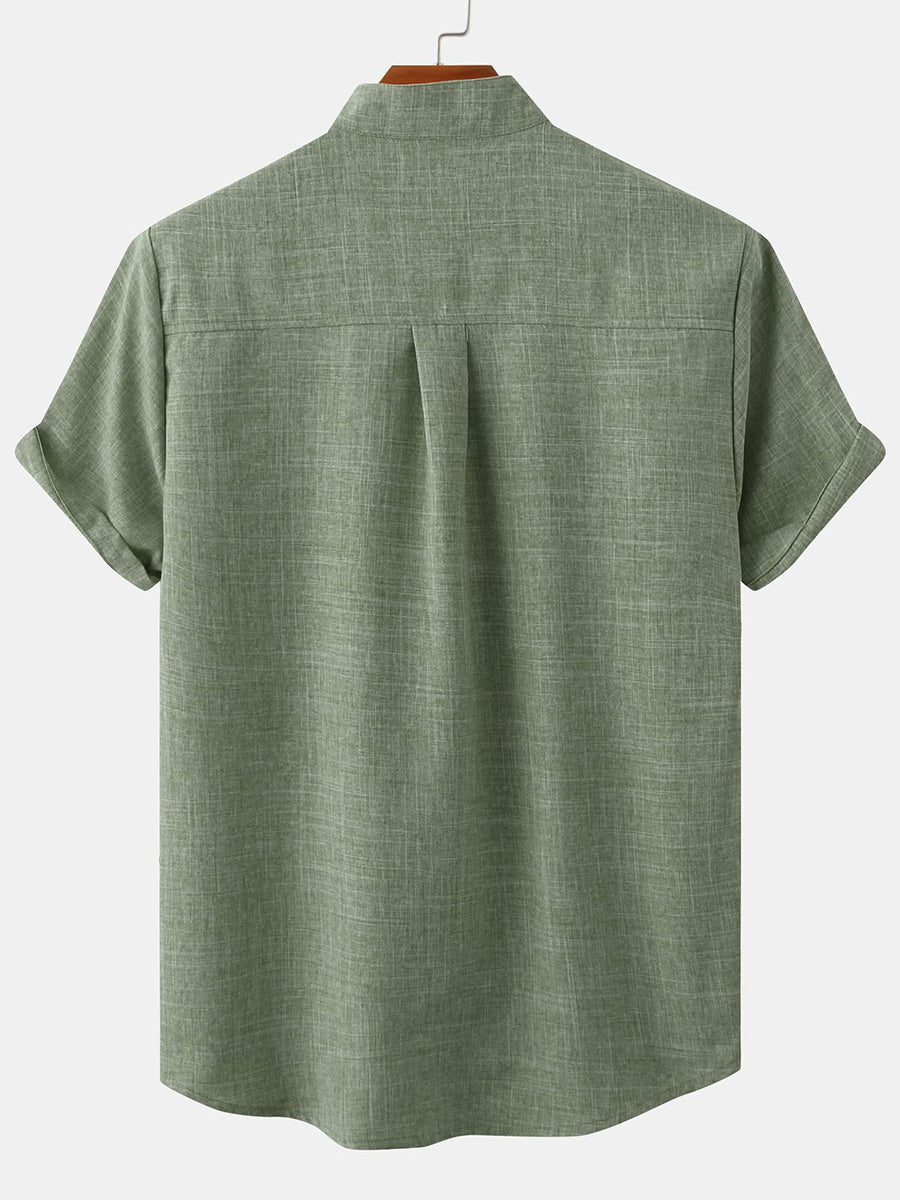 Men's  Solid cotton short sleeve shirt
