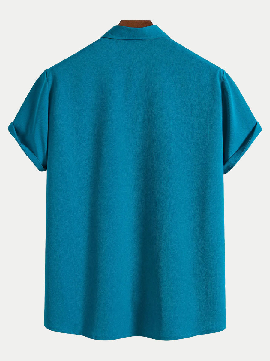 Men's  Solid casual short sleeve shirt
