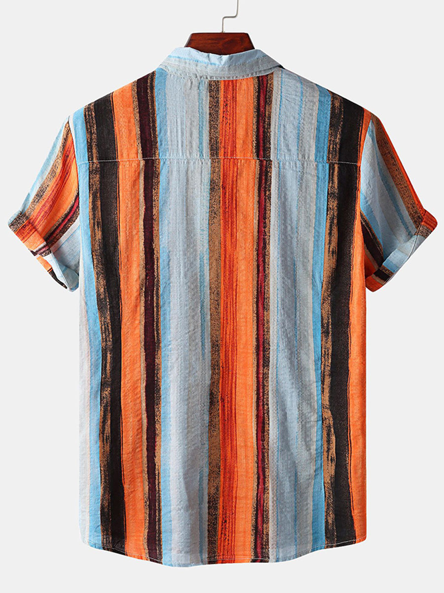 Camicia da uomo a maniche corte con stampa verticale
