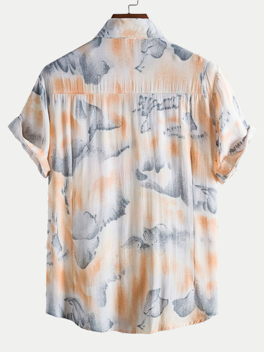 Camicia a maniche corte con stampa casual da uomo