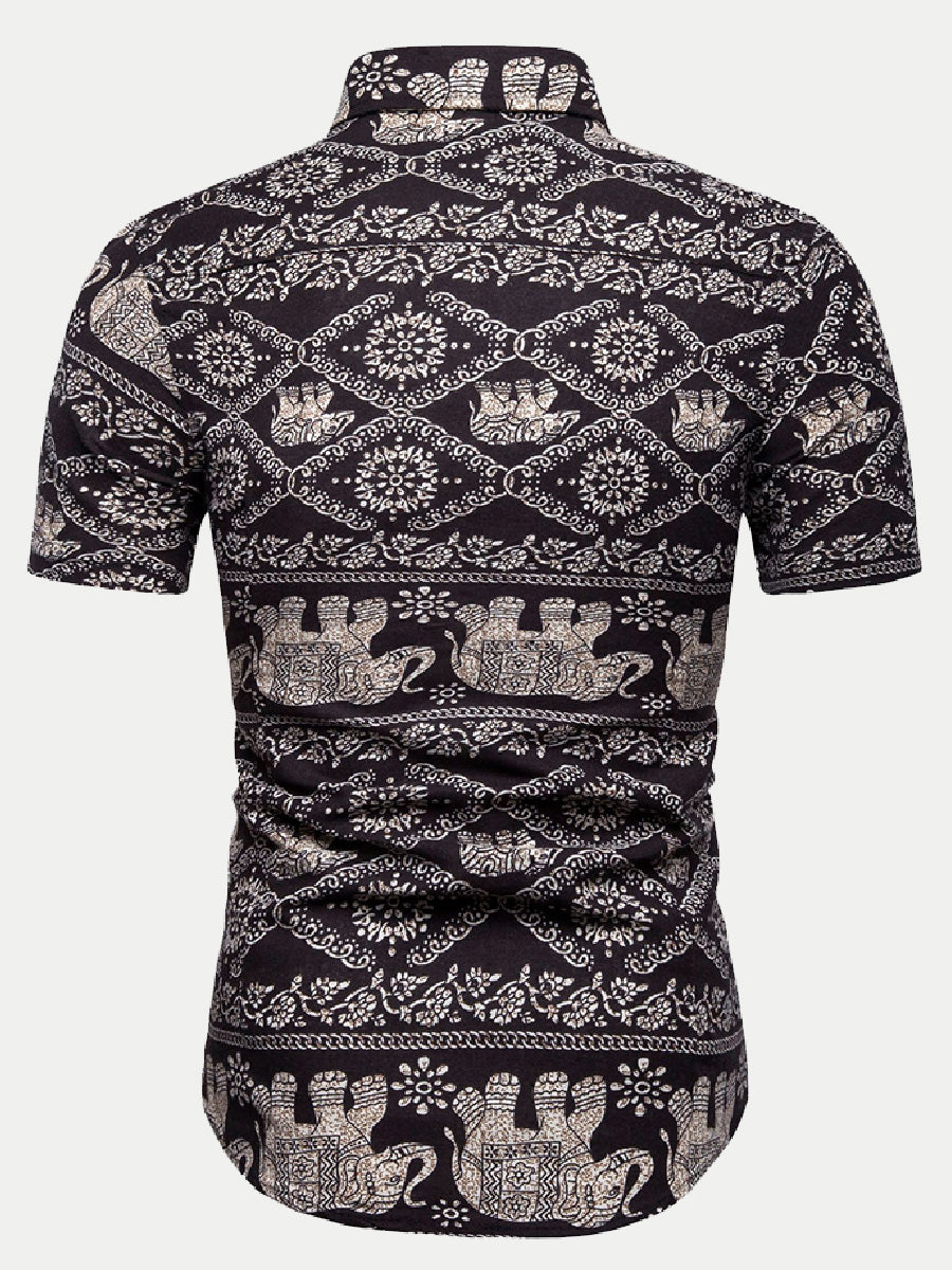 Men's Elephant printed short sleeve shirt