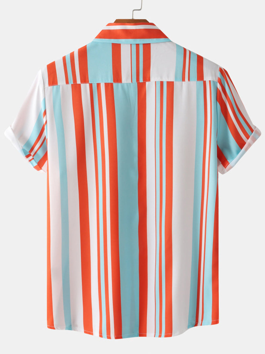 Chemise à manches courtes à imprimé vertical pour homme