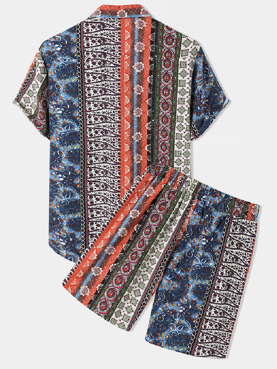 Set camicia e pantaloncini hawaiani floreali da uomo
