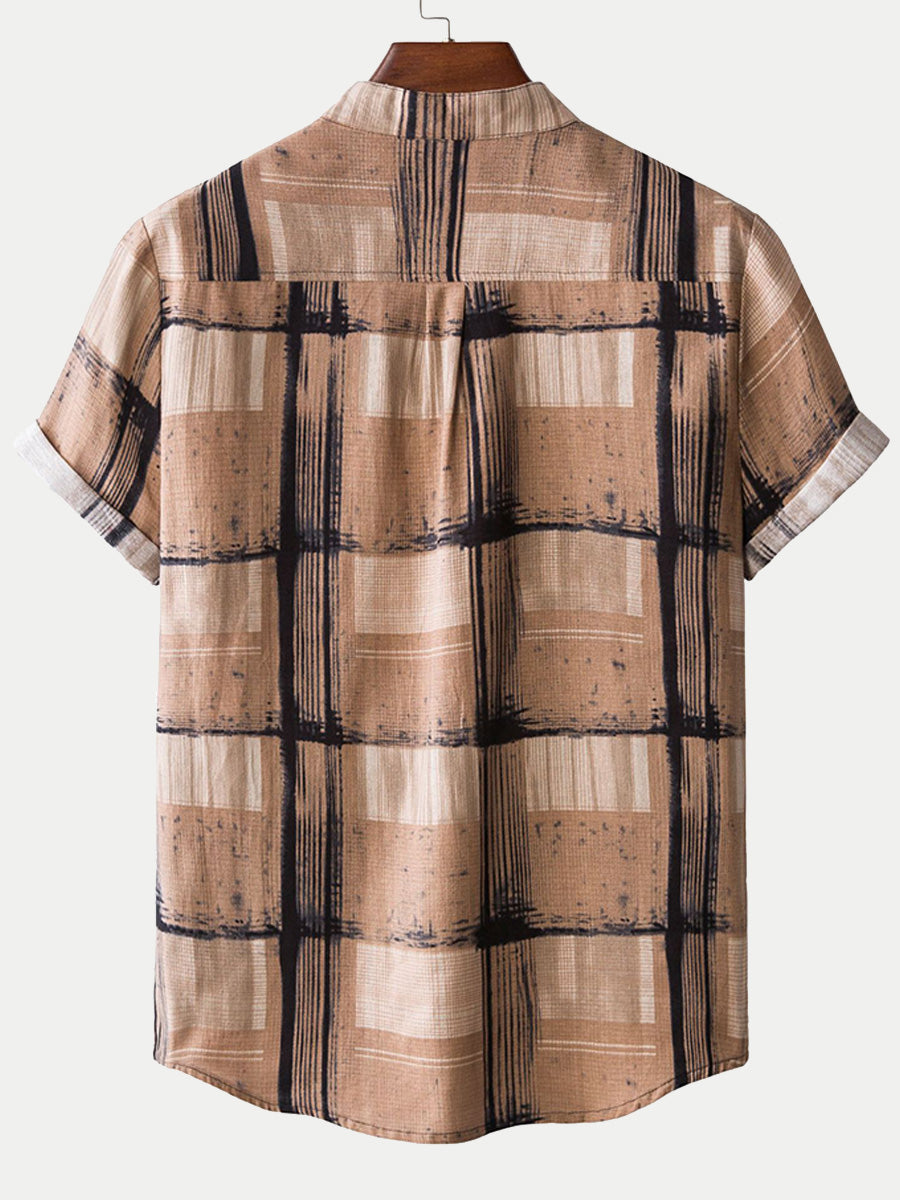 Chemise à manches courtes à carreaux pour hommes