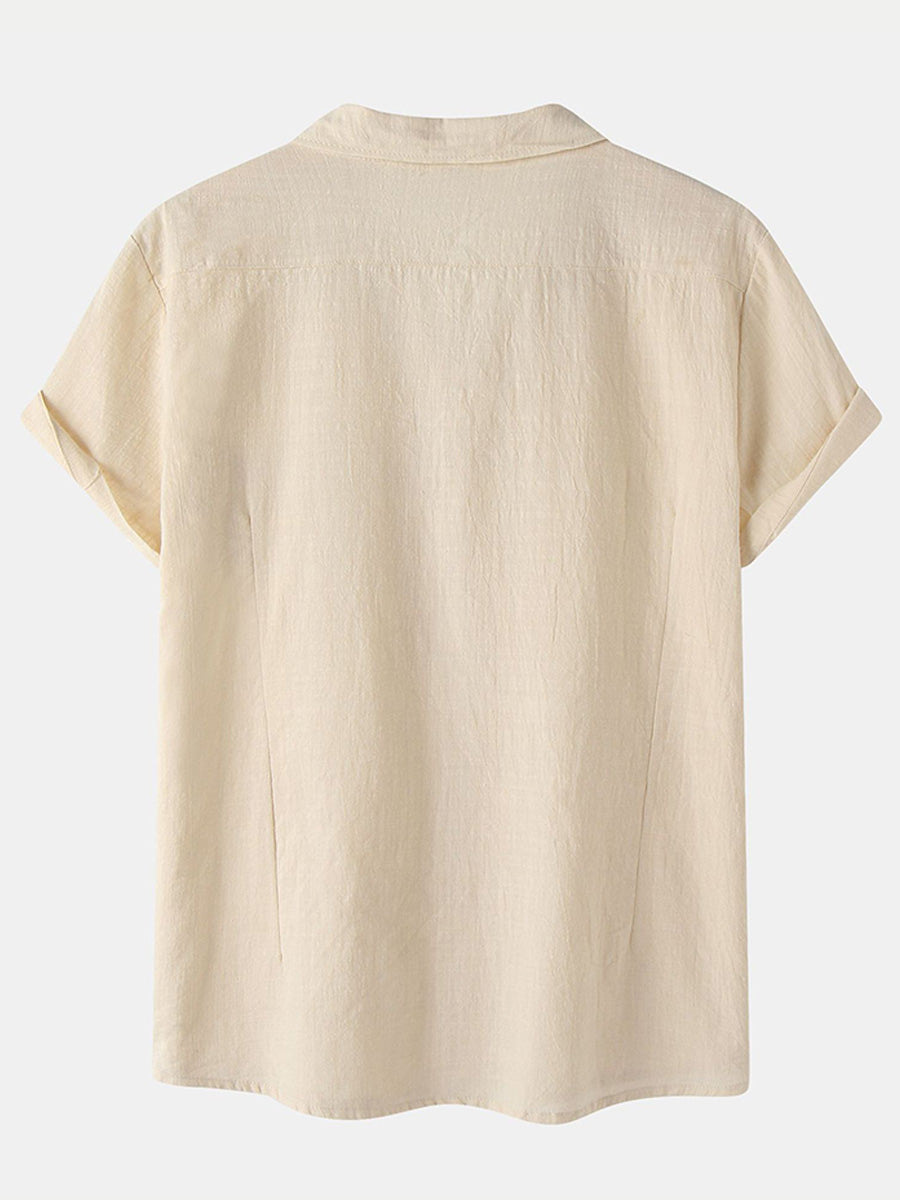 Chemise à manches courtes en coton uni pour homme