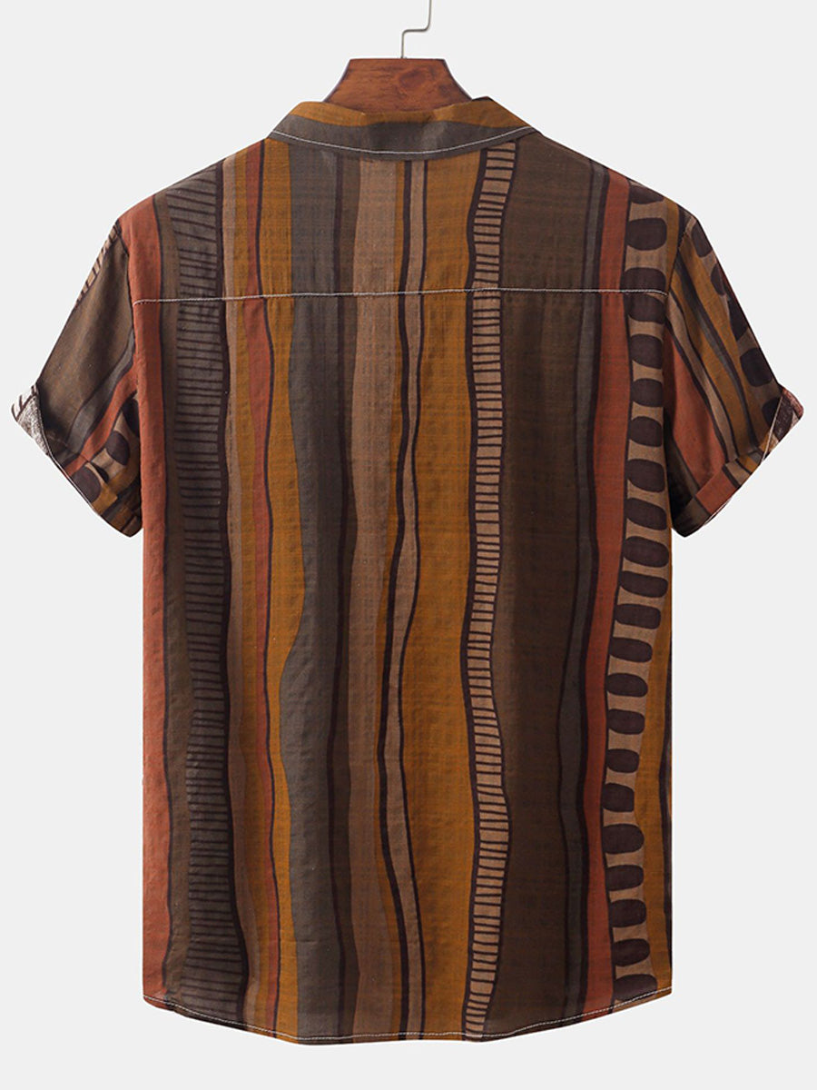 Camicia da uomo a maniche corte con stampa verticale