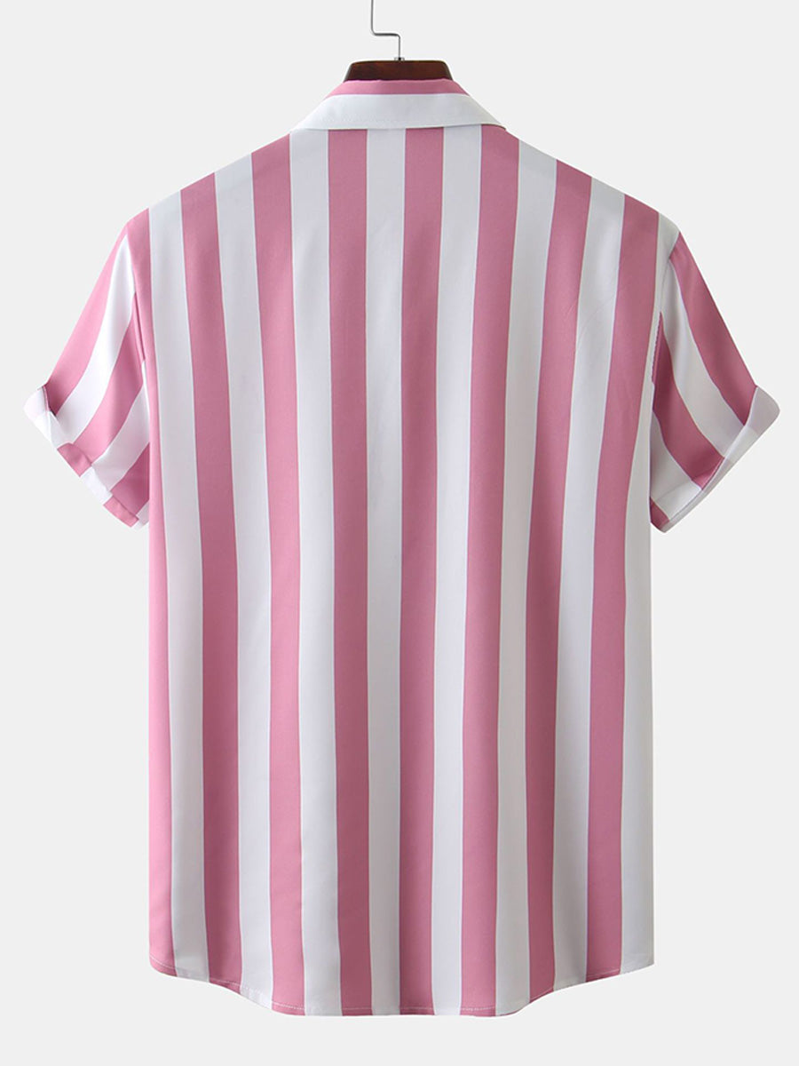 Chemise à manches courtes à imprimé vertical pour homme