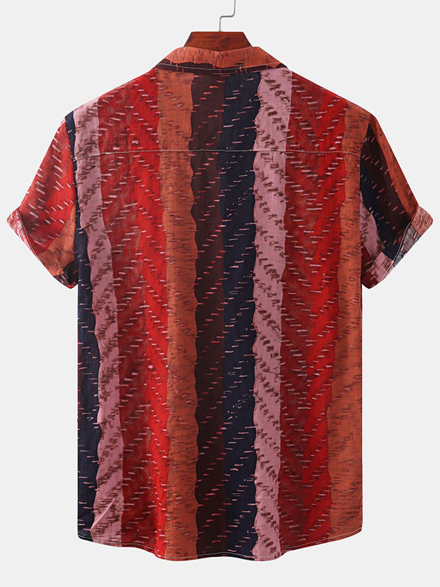 Camicia da uomo a maniche corte con stampa verticale