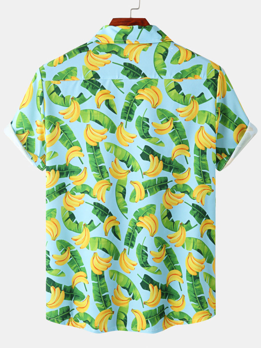 Camicia da uomo a maniche corte con stampa di frutta