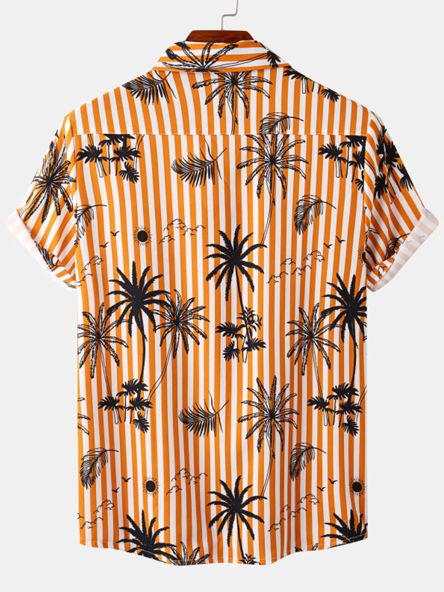 Chemise à manches courtes à imprimé de vacances pour hommes