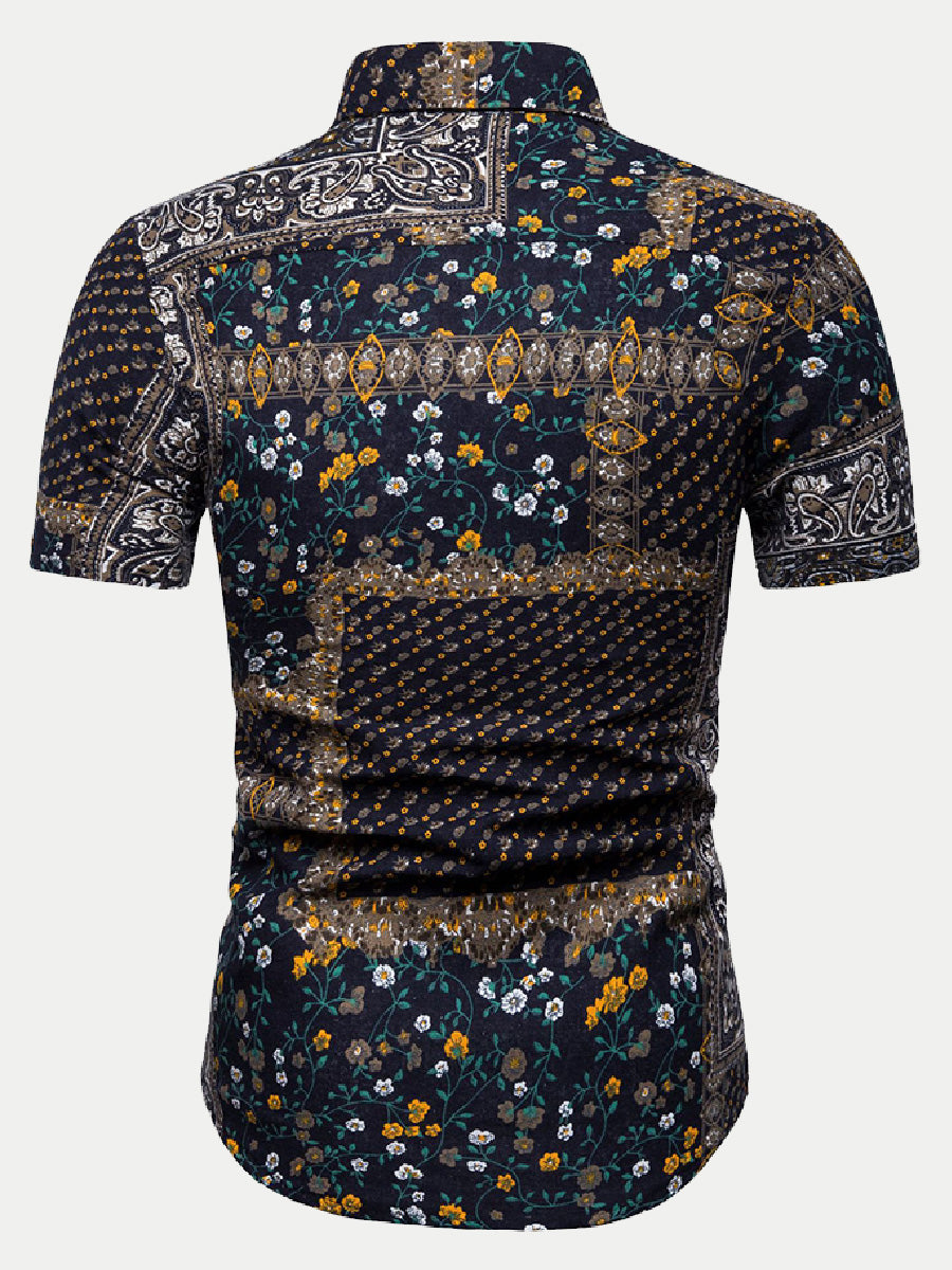 Men's Casual printed short sleeve shirt