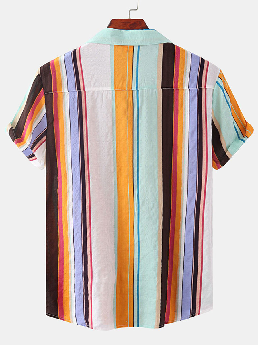 Chemise à manches courtes à imprimé vertical pour homme