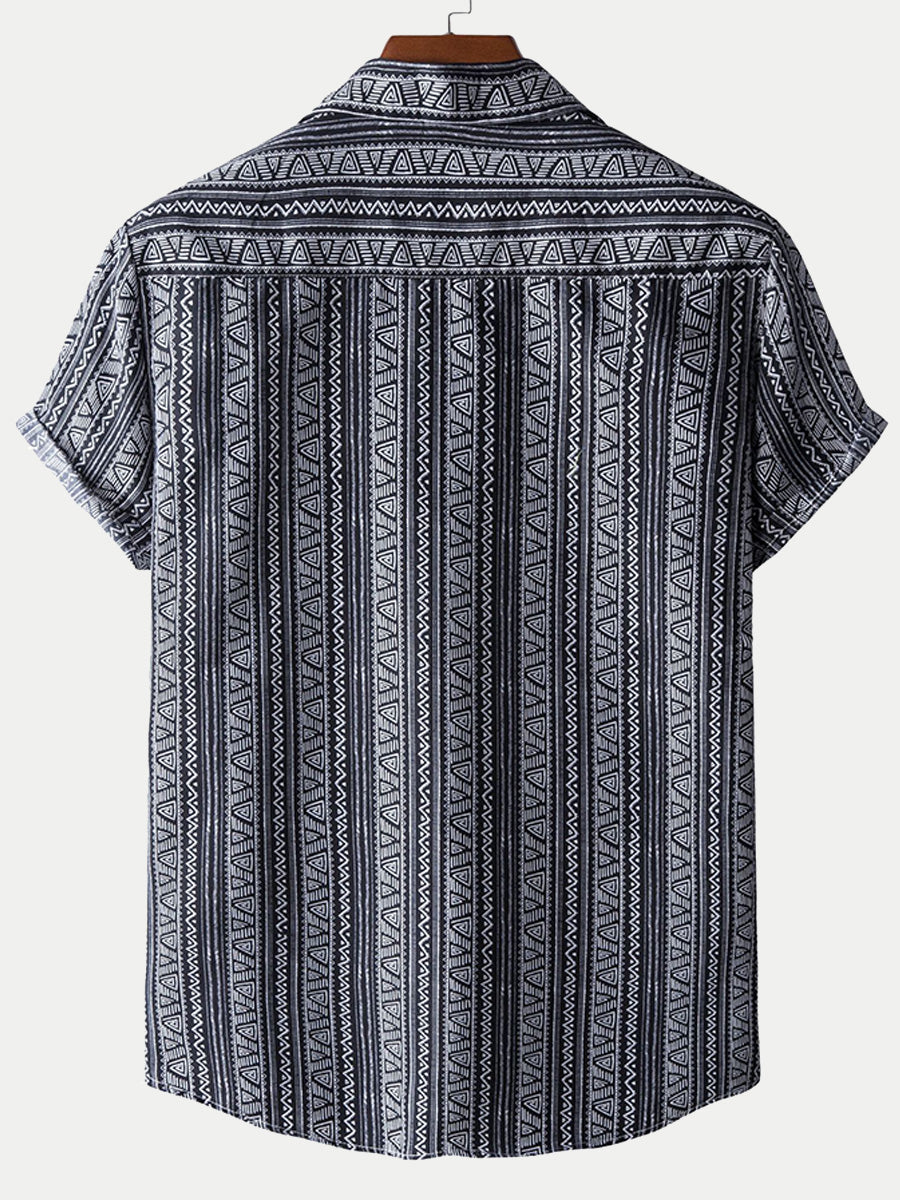 Chemise à manches courtes à imprimé vertical pour homme