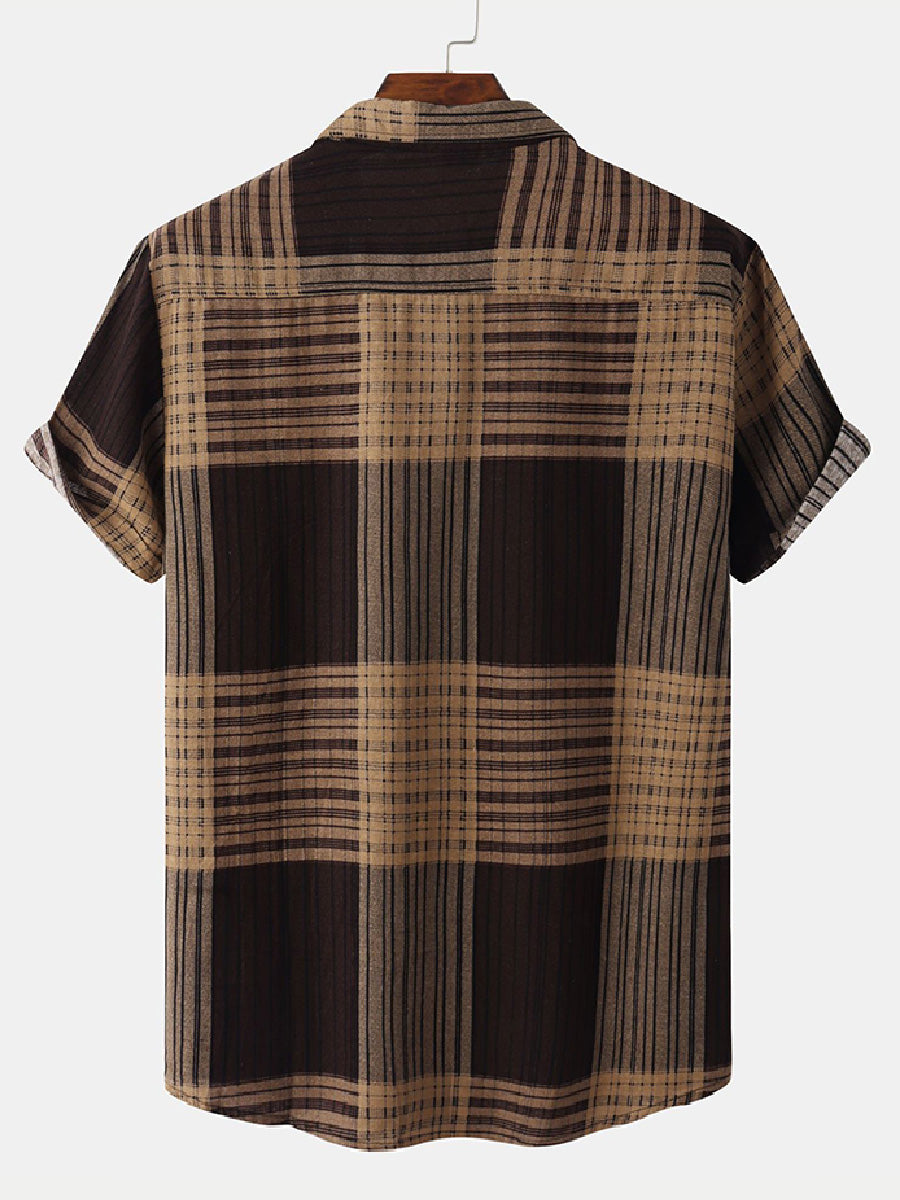 Men's Checkered Print short sleeve shirt