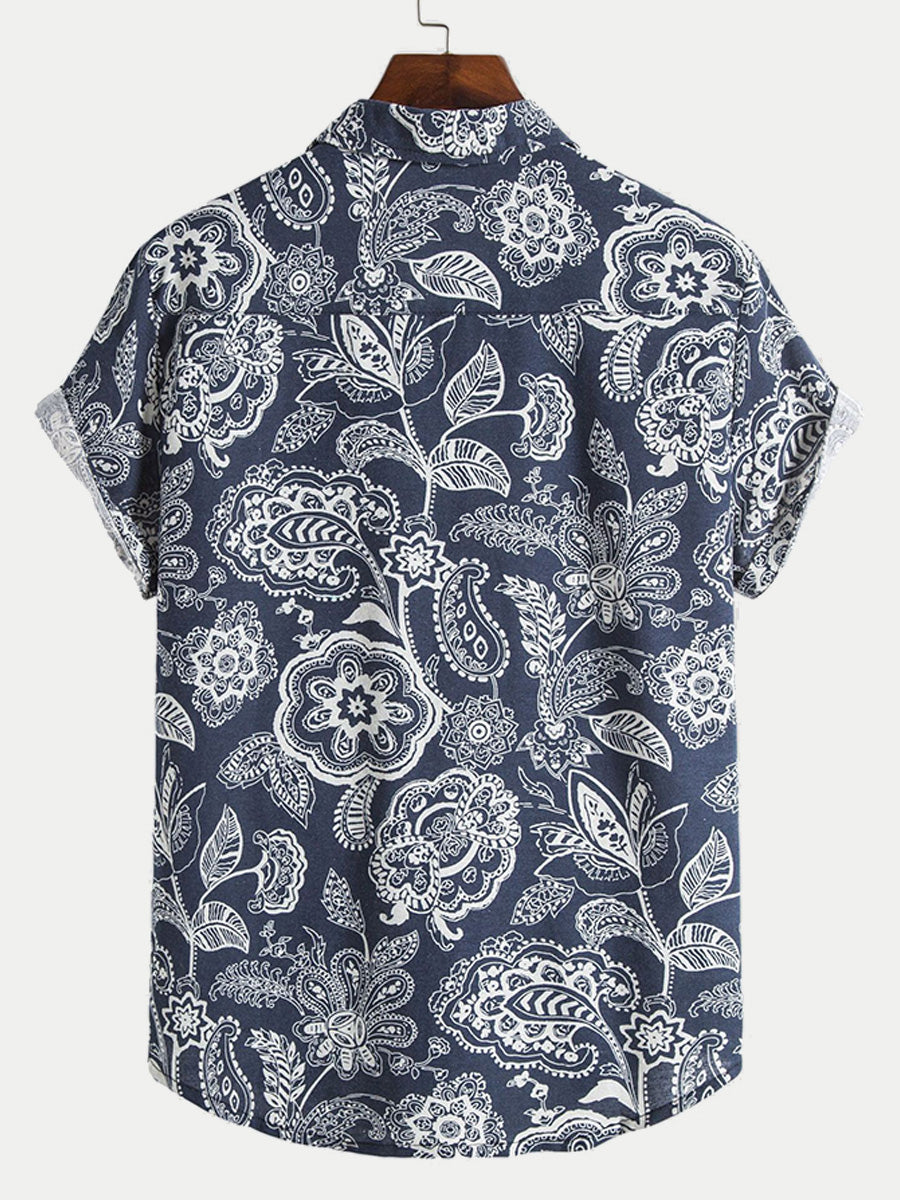 Chemise à manches courtes à imprimé floral pour hommes