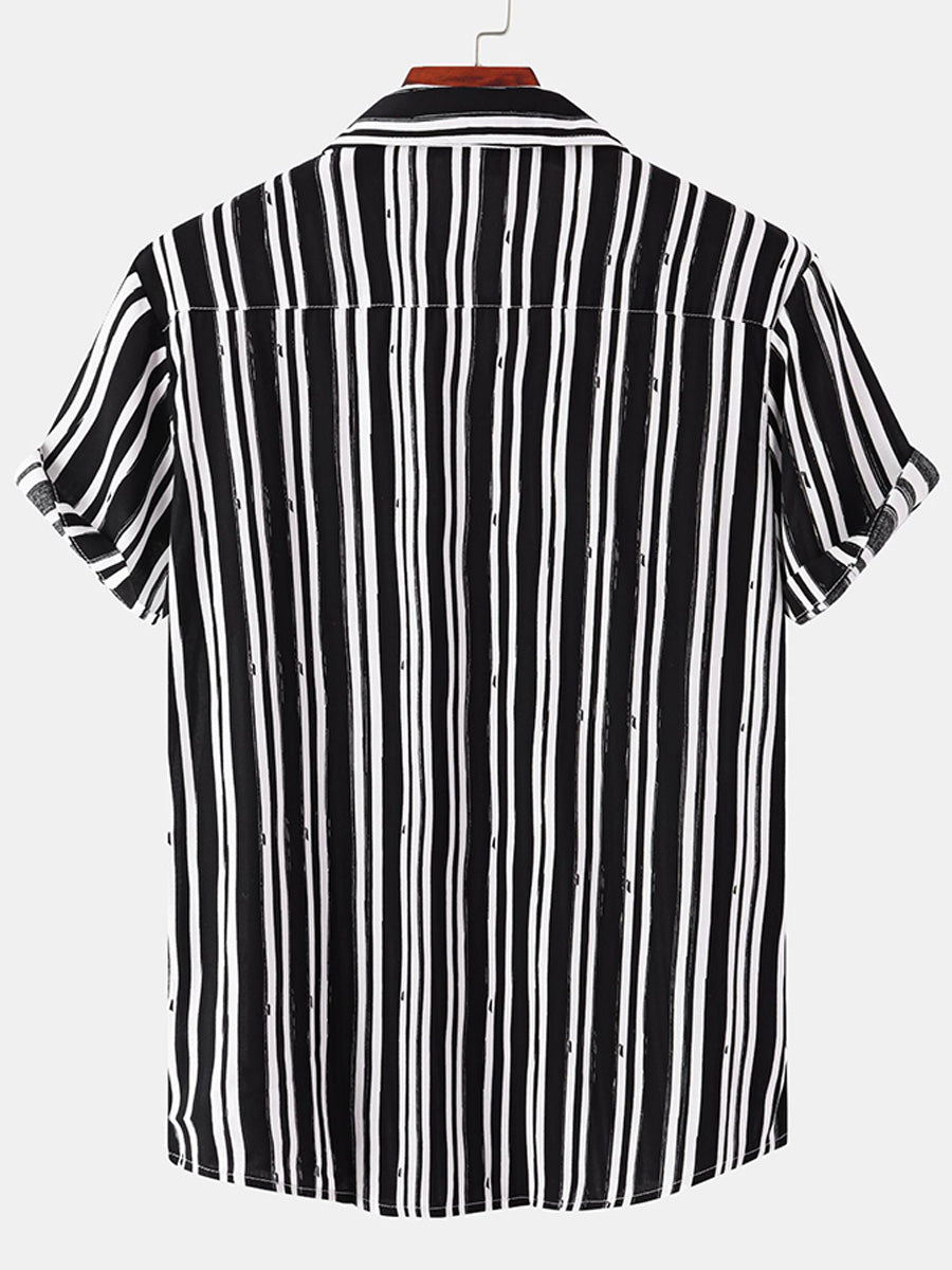 Camicia da uomo a maniche corte con stampa verticale
