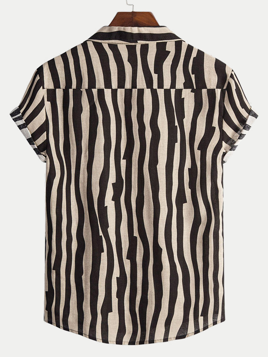 Camicia da uomo a maniche corte con motivo Ripple
