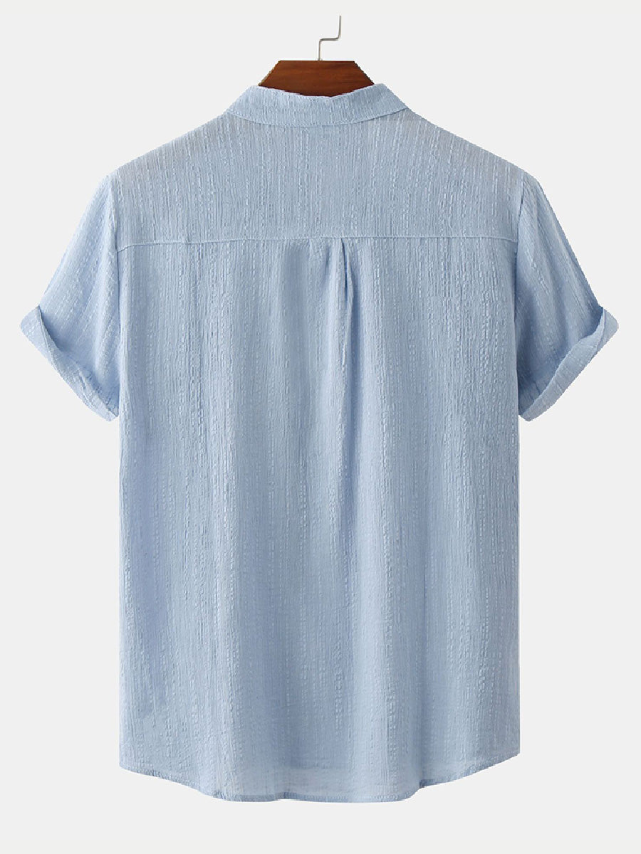 Men's  Solid casual short sleeve shirt