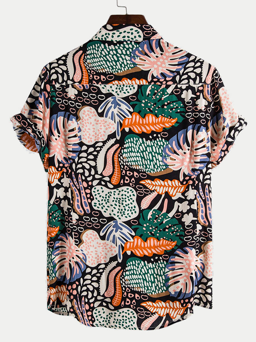 Camicia da uomo a maniche corte con stampa hawaiana