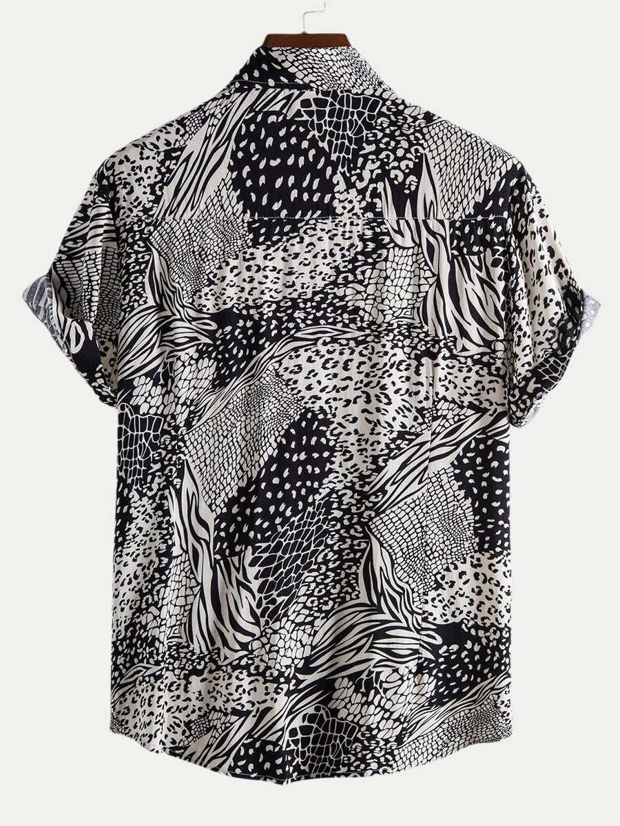 Camicia da uomo a maniche corte con stampa floreale