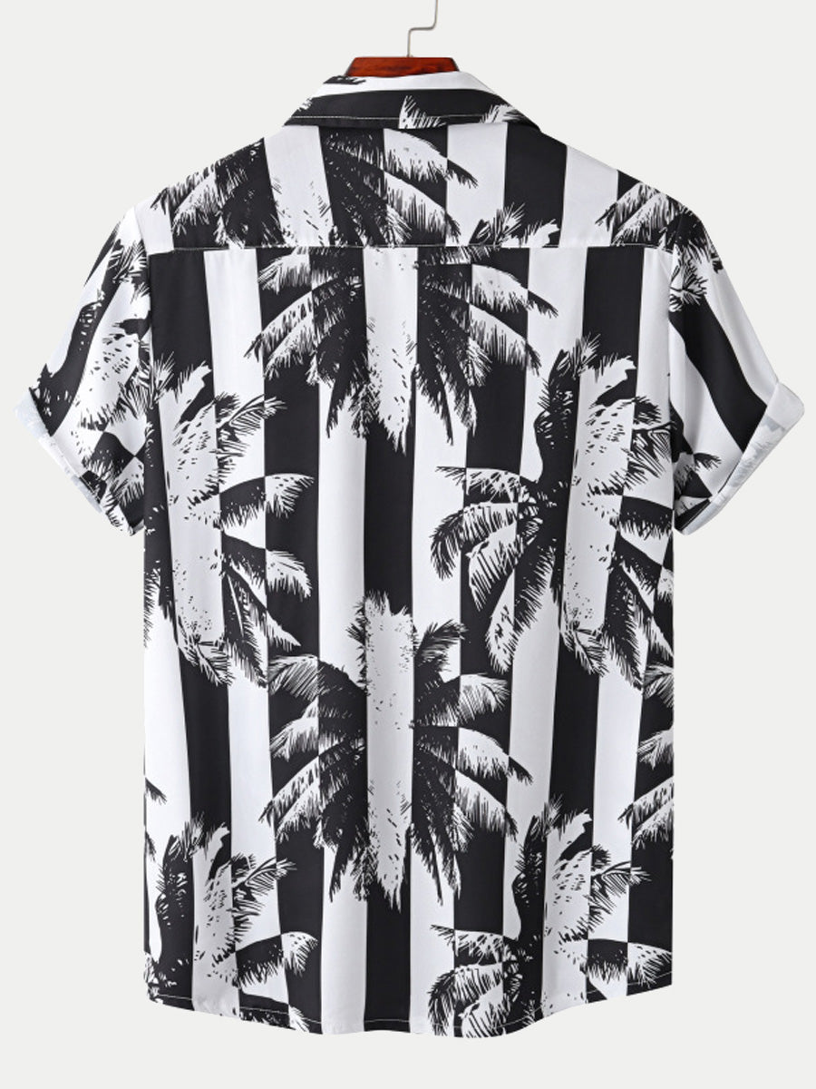 Chemise à manches courtes à imprimé de vacances pour hommes