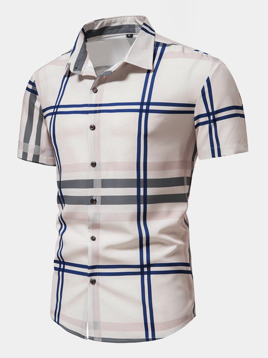 Camicia da uomo a maniche corte con stampa a quadri