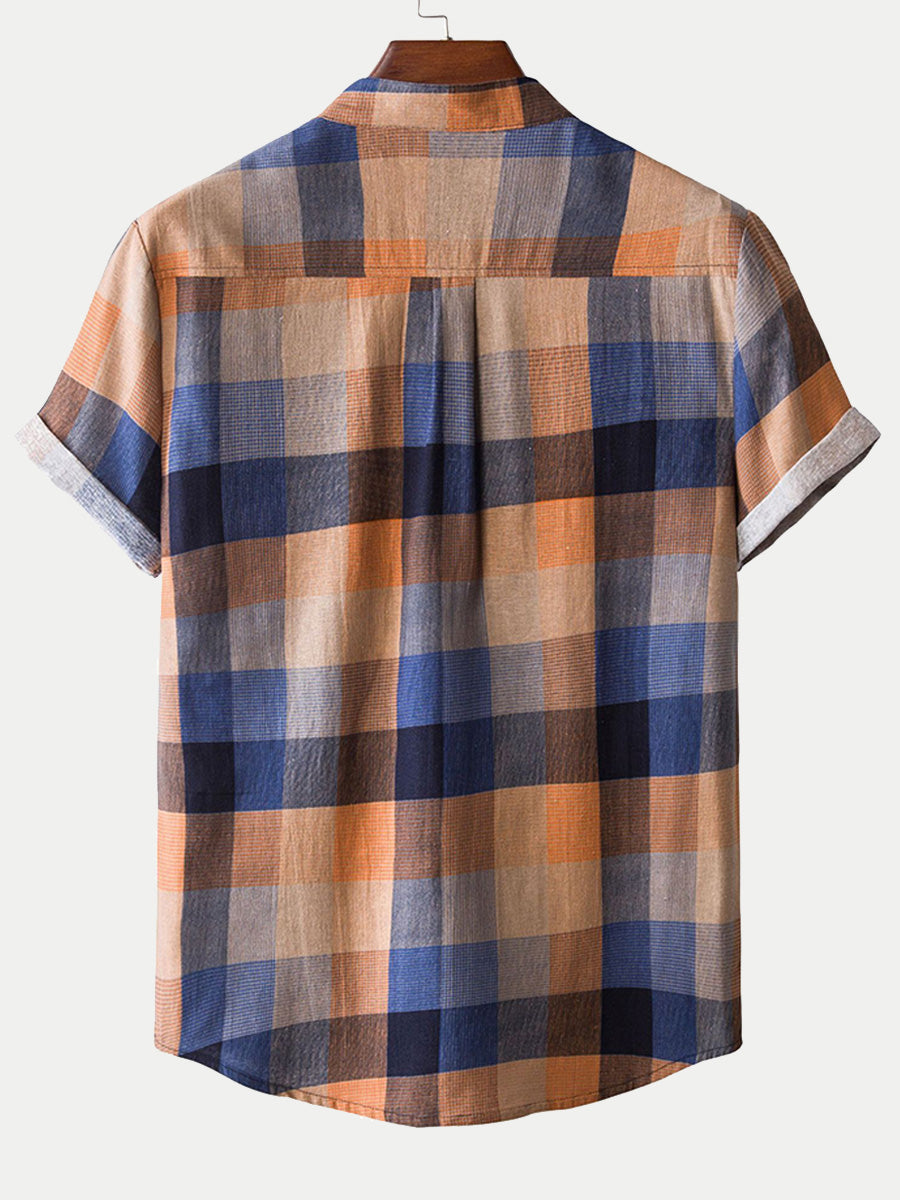 Chemise décontractée à carreaux à manches courtes pour hommes