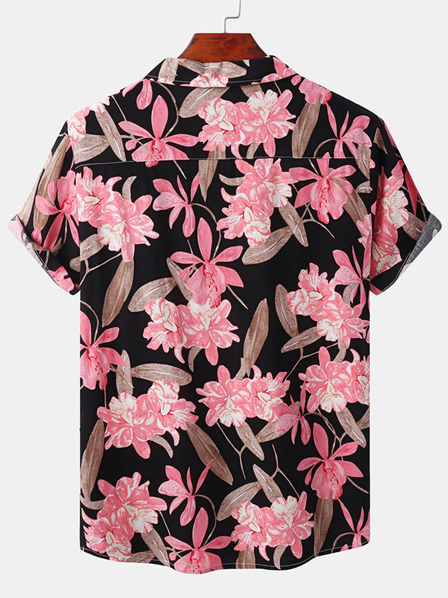 Camicia da uomo a maniche corte per vacanze floreali