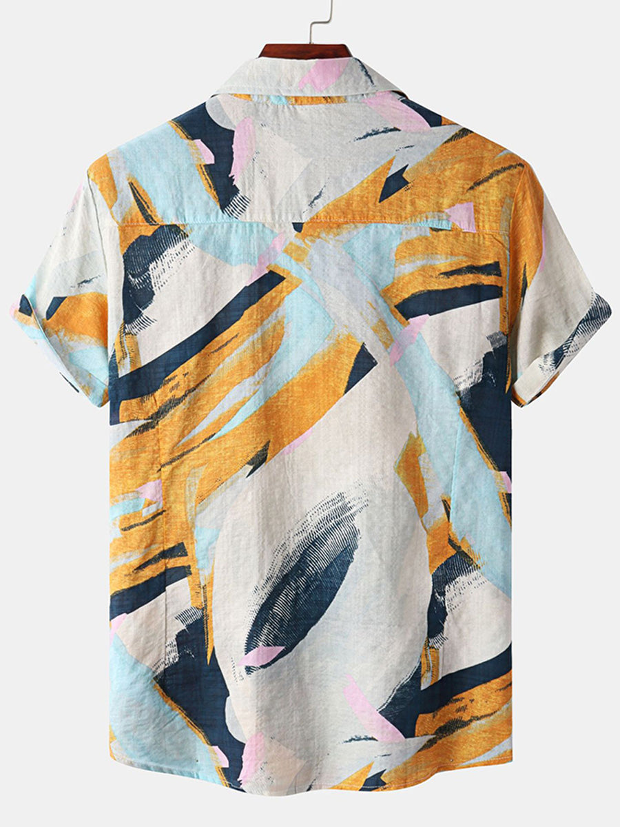 Chemise à manches courtes à imprimé floral pour hommes