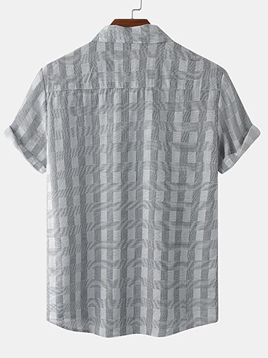 Camicia a maniche corte casual scozzese da uomo