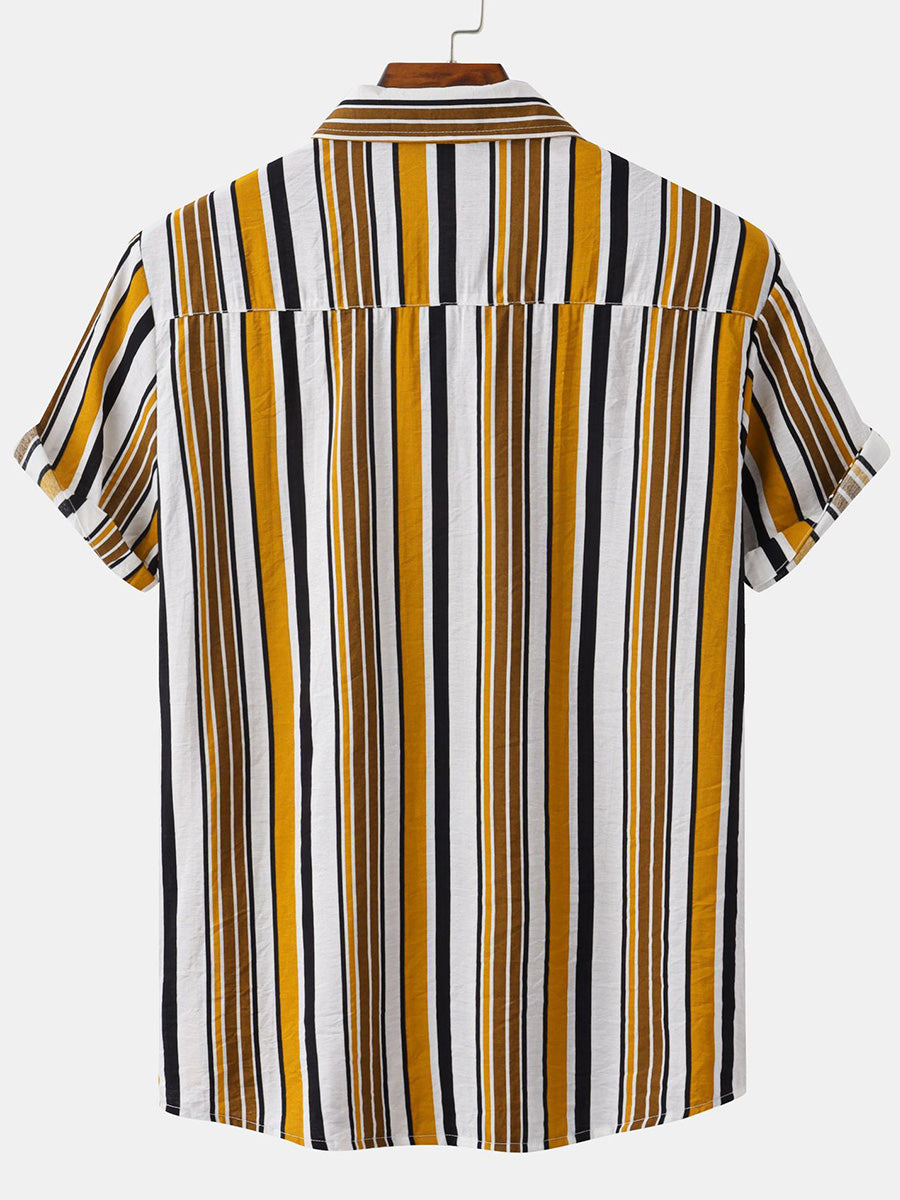 Chemise à manches courtes à imprimé vertical pour homme