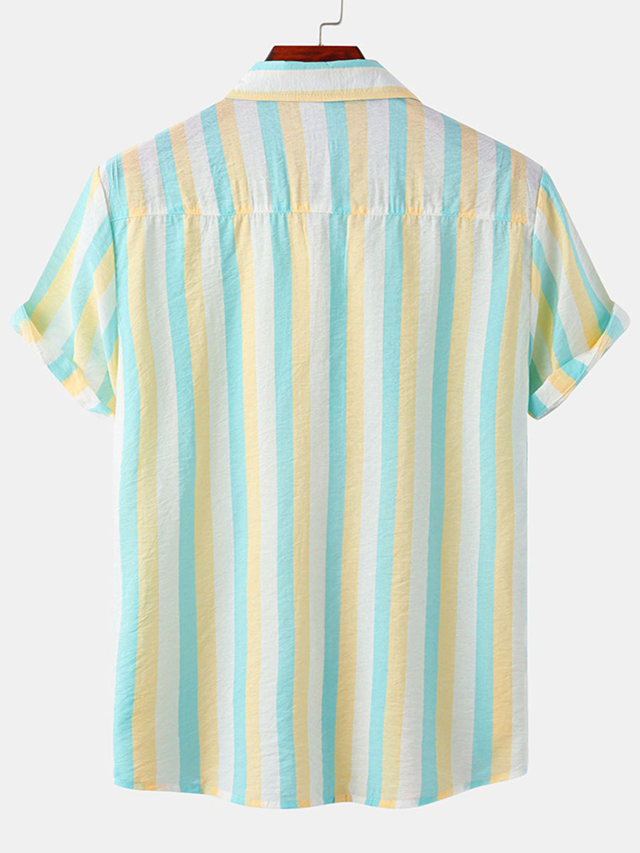 Chemise à manches courtes à imprimé vertical pour homme