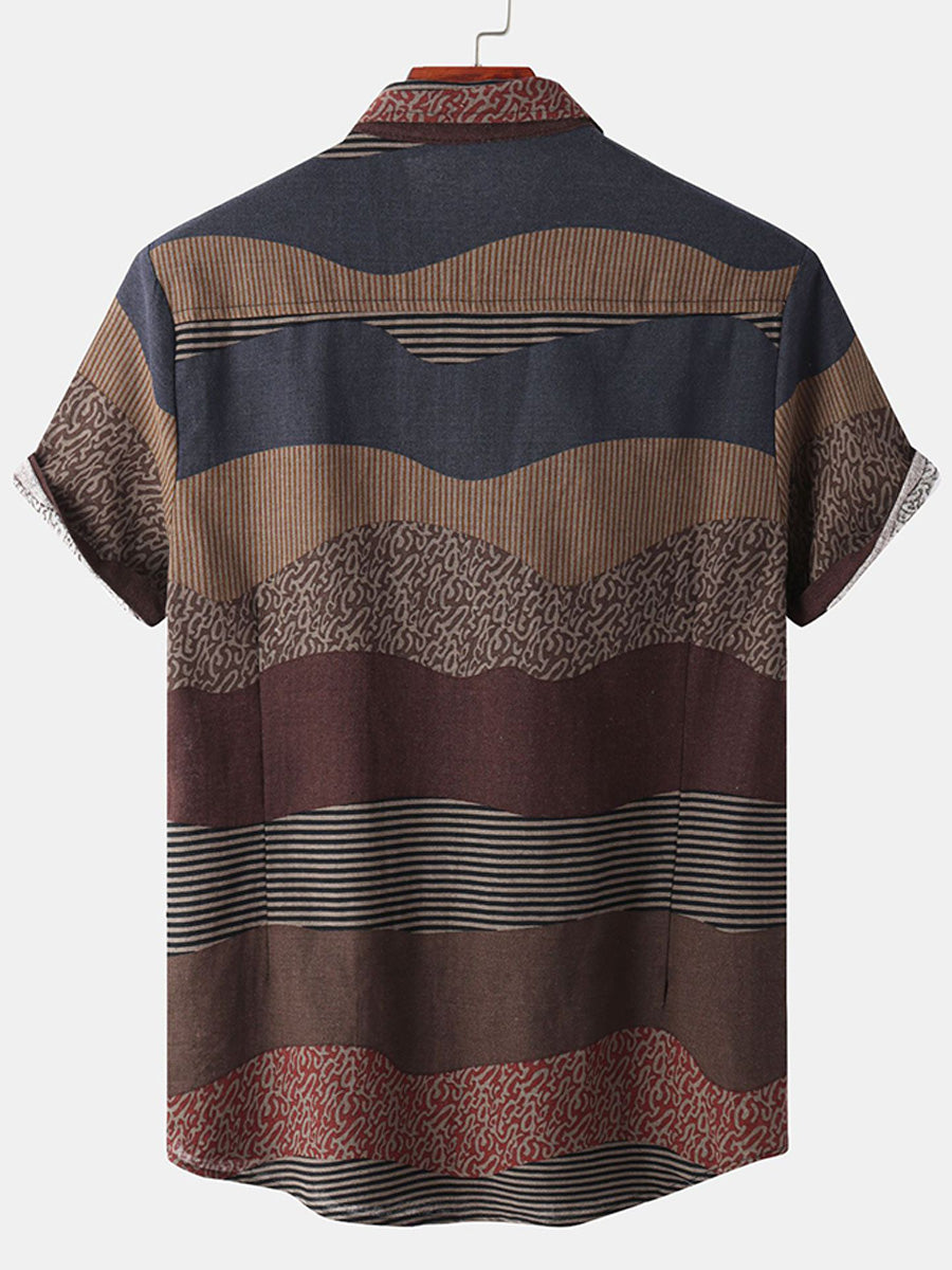 Camicia casual a maniche corte Contrast da uomo