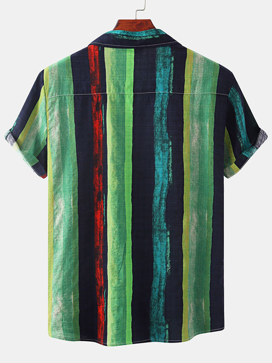 Camicia da uomo a maniche corte con stampa verticale