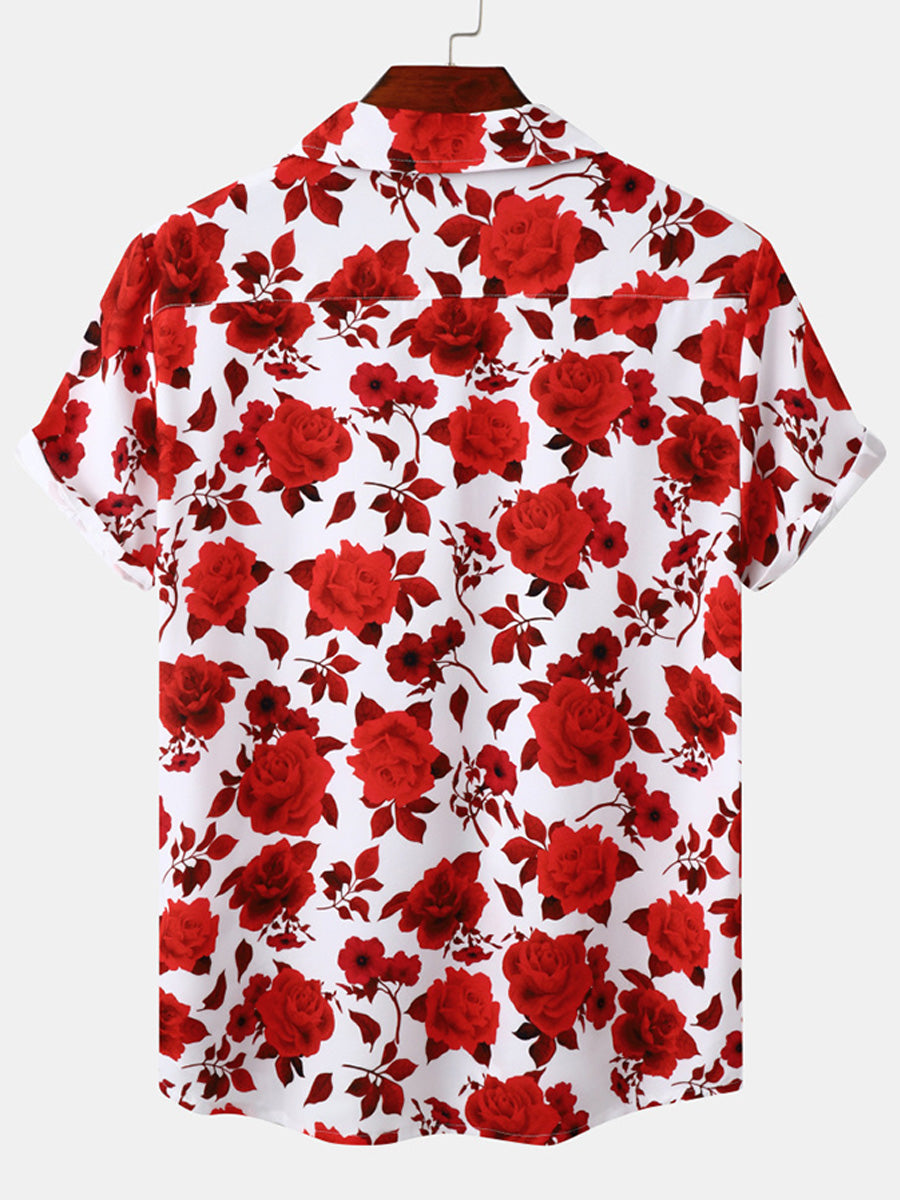 Chemise à manches courtes à imprimé floral pour hommes