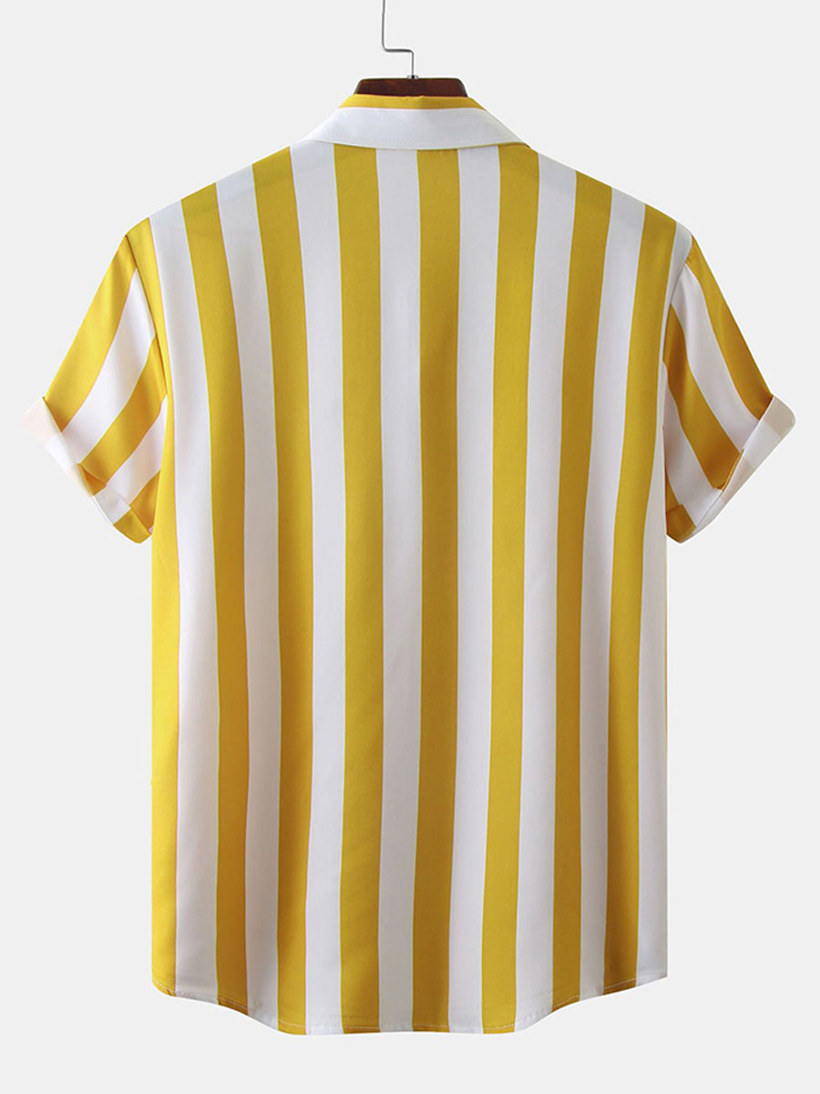 Camicia da uomo a maniche corte con stampa verticale