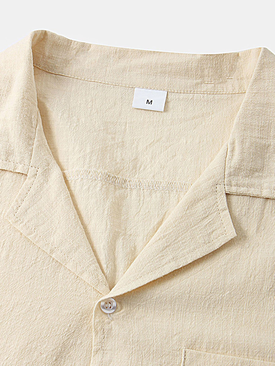 Set camicia e pantaloncini casual solidi da uomo