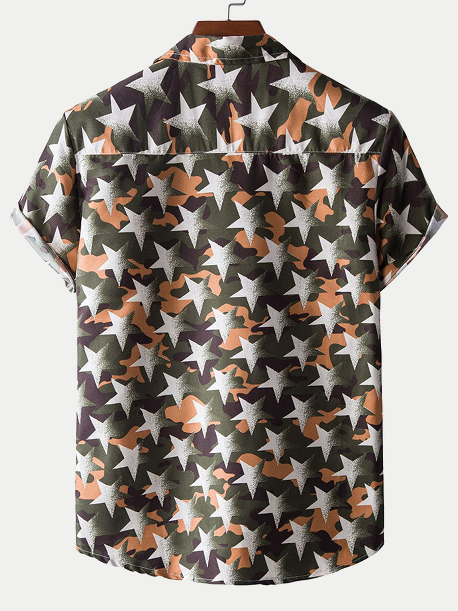 Chemise homme manches courtes imprimé étoiles