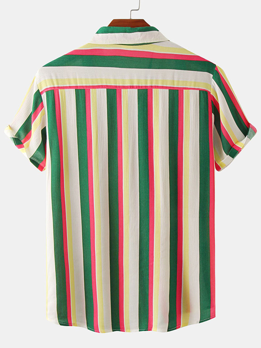 Chemise à manches courtes à imprimé vertical pour homme