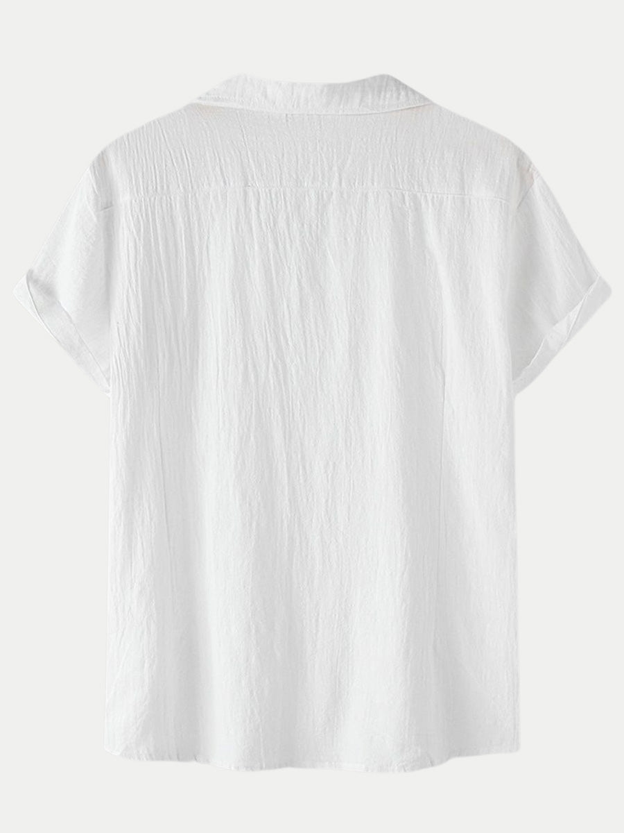 Camicia da uomo a maniche corte in cotone tinta unita