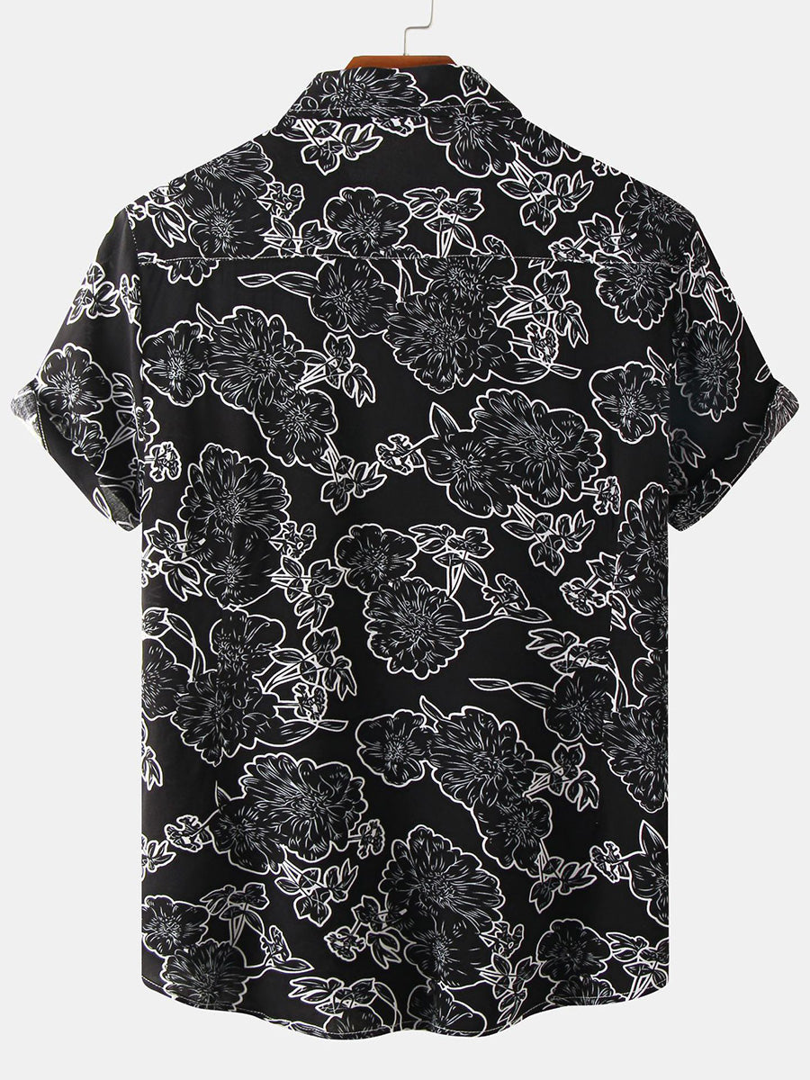 Chemise à manches courtes à fleurs pour hommes