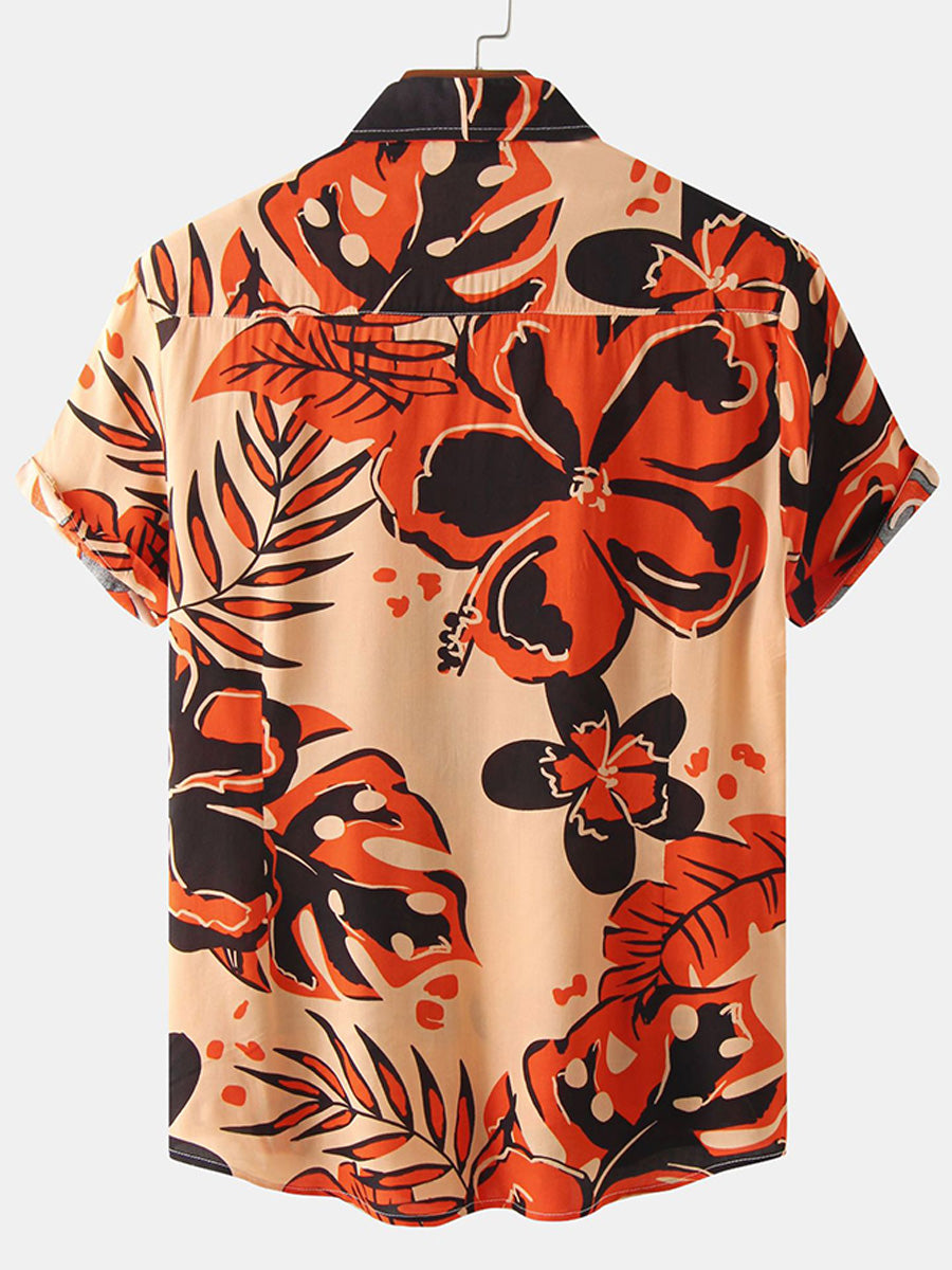 Camicia da uomo manica corta foglia